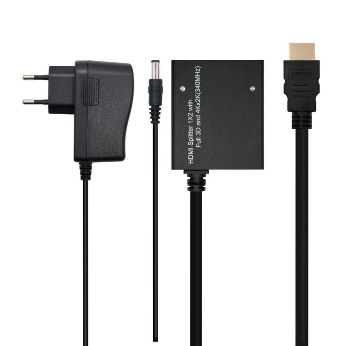 Nanocable Duplicador HDMI 1x2 con Pigtail de 50 cm y Alimentación